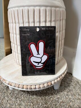 Loungefly White and Red Mickey Peace Hand Iron-On Patch